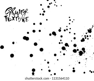 Handdrawn grunge texture. Abstract ink drops background. Black and white grunge illustration. Vector watercolor artwork pattern.