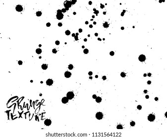 Handdrawn grunge texture. Abstract ink drops background. Black and white grunge illustration. Vector watercolor artwork pattern.