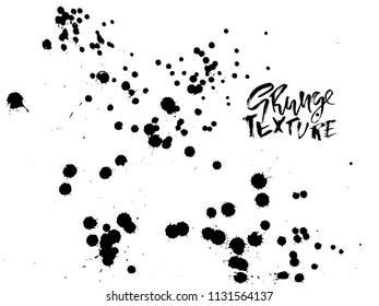 Handdrawn grunge texture. Abstract ink drops background. Black and white grunge illustration. Vector watercolor artwork pattern.