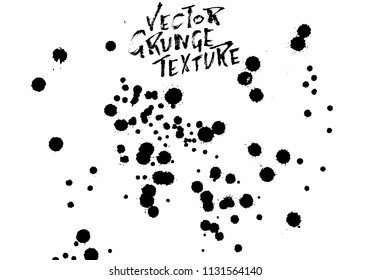 Handdrawn grunge texture. Abstract ink drops background. Black and white grunge illustration. Vector watercolor artwork pattern.