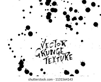 Handdrawn grunge texture. Abstract ink drops background. Black and white grunge illustration. Vector watercolor artwork pattern.