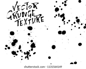 Handdrawn grunge texture. Abstract ink drops background. Black and white grunge illustration. Vector watercolor artwork pattern.