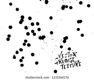 Handdrawn grunge texture. Abstract ink drops background. Black and white grunge illustration. Vector watercolor artwork pattern.