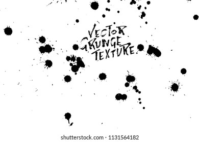 Handdrawn grunge texture. Abstract ink drops background. Black and white grunge illustration. Vector watercolor artwork pattern.