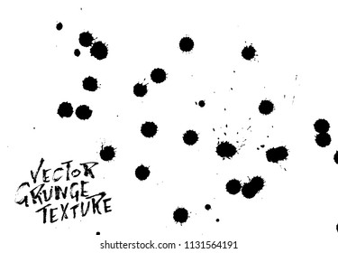 Handdrawn grunge texture. Abstract ink drops background. Black and white grunge illustration. Vector watercolor artwork pattern.