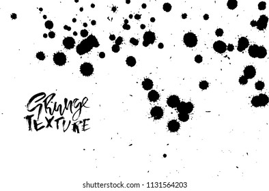 Handdrawn grunge texture. Abstract ink drops background. Black and white grunge illustration. Vector watercolor artwork pattern.