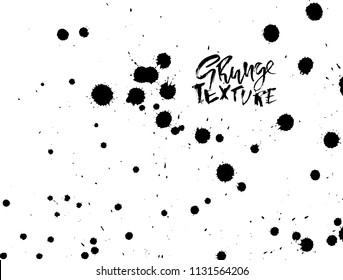 Handdrawn grunge texture. Abstract ink drops background. Black and white grunge illustration. Vector watercolor artwork pattern.