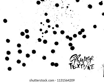 Handdrawn grunge texture. Abstract ink drops background. Black and white grunge illustration. Vector watercolor artwork pattern.