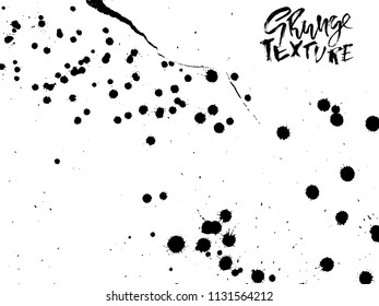 Handdrawn grunge texture. Abstract ink drops background. Black and white grunge illustration. Vector watercolor artwork pattern.