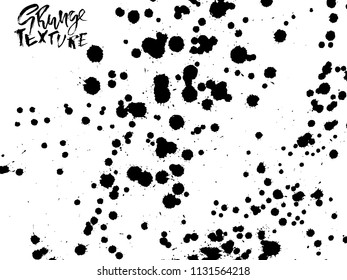 Handdrawn grunge texture. Abstract ink drops background. Black and white grunge illustration. Vector watercolor artwork pattern.
