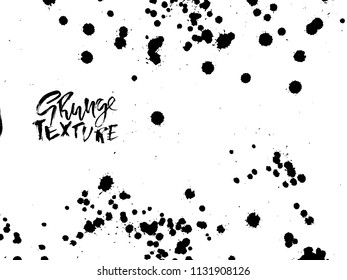 Handdrawn grunge texture. Abstract ink drops background. Black and white grunge illustration. Vector watercolor artwork pattern.