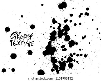 Handdrawn grunge texture. Abstract ink drops background. Black and white grunge illustration. Vector watercolor artwork pattern.