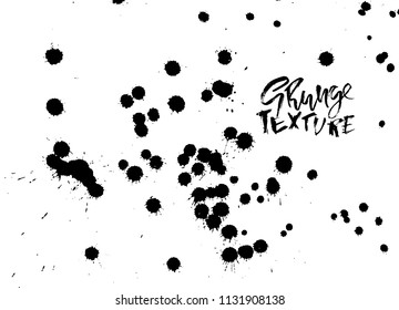 Handdrawn grunge texture. Abstract ink drops background. Black and white grunge illustration. Vector watercolor artwork pattern.