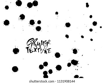 Handdrawn grunge texture. Abstract ink drops background. Black and white grunge illustration. Vector watercolor artwork pattern.