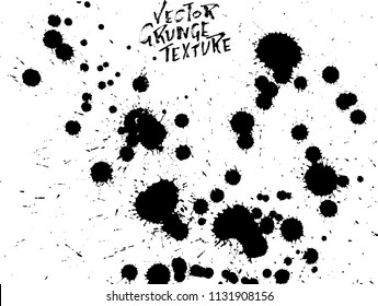 Handdrawn grunge texture. Abstract ink drops background. Black and white grunge illustration. Vector watercolor artwork pattern.