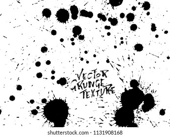 Handdrawn grunge texture. Abstract ink drops background. Black and white grunge illustration. Vector watercolor artwork pattern.