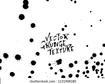 Handdrawn grunge texture. Abstract ink drops background. Black and white grunge illustration. Vector watercolor artwork pattern.