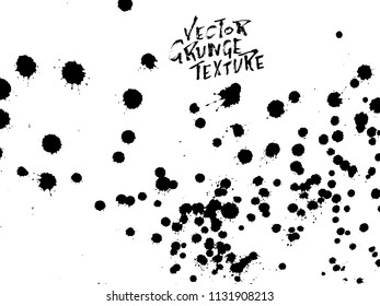 Handdrawn grunge texture. Abstract ink drops background. Black and white grunge illustration. Vector watercolor artwork pattern.