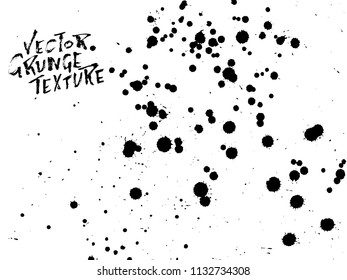 Handdrawn grunge texture. Abstract ink drops background. Black and white grunge illustration. Vector watercolor artwork pattern.