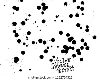 Handdrawn grunge texture. Abstract ink drops background. Black and white grunge illustration. Vector watercolor artwork pattern.