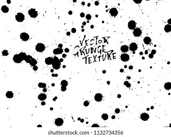 Handdrawn grunge texture. Abstract ink drops background. Black and white grunge illustration. Vector watercolor artwork pattern.