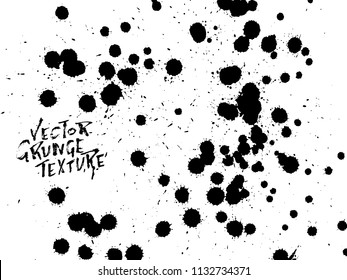 Handdrawn grunge texture. Abstract ink drops background. Black and white grunge illustration. Vector watercolor artwork pattern.