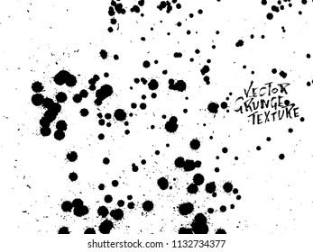 Handdrawn grunge texture. Abstract ink drops background. Black and white grunge illustration. Vector watercolor artwork pattern.