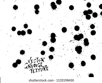 Handdrawn grunge texture. Abstract ink drops background. Black and white grunge illustration. Vector watercolor artwork pattern.