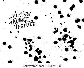 Handdrawn grunge texture. Abstract ink drops background. Black and white grunge illustration. Vector watercolor artwork pattern.