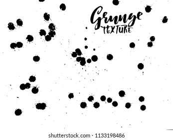 Handdrawn grunge texture. Abstract ink drops background. Black and white grunge illustration. Vector watercolor artwork pattern.