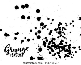 Handdrawn grunge texture. Abstract ink drops background. Black and white grunge illustration. Vector watercolor artwork pattern.