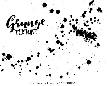 Handdrawn grunge texture. Abstract ink drops background. Black and white grunge illustration. Vector watercolor artwork pattern.