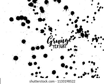 Handdrawn grunge texture. Abstract ink drops background. Black and white grunge illustration. Vector watercolor artwork pattern.