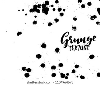 Handdrawn grunge texture. Abstract ink drops background. Black and white grunge illustration. Vector watercolor artwork pattern.