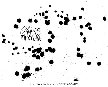 Handdrawn grunge texture. Abstract ink drops background. Black and white grunge illustration. Vector watercolor artwork pattern.