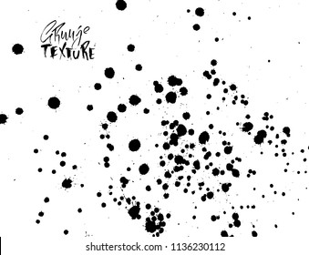 Handdrawn grunge texture. Abstract ink drops background. Black and white grunge illustration. Vector watercolor artwork pattern.