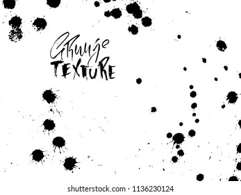 Handdrawn grunge texture. Abstract ink drops background. Black and white grunge illustration. Vector watercolor artwork pattern.