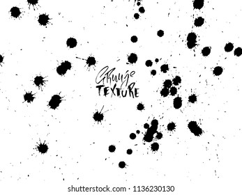 Handdrawn grunge texture. Abstract ink drops background. Black and white grunge illustration. Vector watercolor artwork pattern.