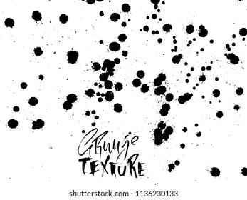 Handdrawn grunge texture. Abstract ink drops background. Black and white grunge illustration. Vector watercolor artwork pattern.