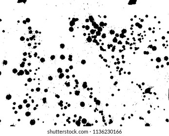 Handdrawn grunge texture. Abstract ink drops background. Black and white grunge illustration. Vector watercolor artwork pattern.
