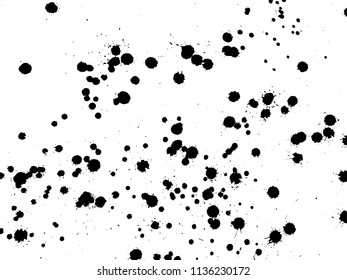 Handdrawn grunge texture. Abstract ink drops background. Black and white grunge illustration. Vector watercolor artwork pattern.