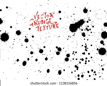 Handdrawn grunge texture. Abstract ink drops background. Black and white grunge illustration. Vector watercolor artwork pattern.