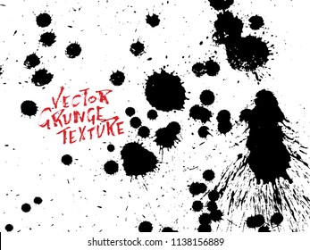 Handdrawn grunge texture. Abstract ink drops background. Black and white grunge illustration. Vector watercolor artwork pattern.