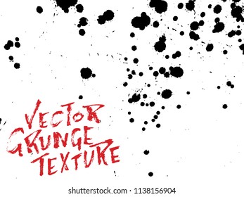 Handdrawn grunge texture. Abstract ink drops background. Black and white grunge illustration. Vector watercolor artwork pattern.