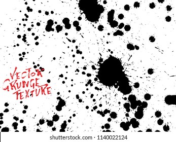 Handdrawn grunge texture. Abstract ink drops background. Black and white grunge illustration. Vector watercolor artwork pattern.