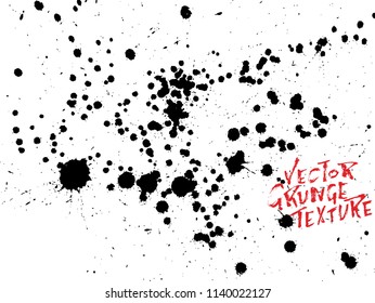 Handdrawn grunge texture. Abstract ink drops background. Black and white grunge illustration. Vector watercolor artwork pattern.