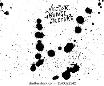 Handdrawn grunge texture. Abstract ink drops background. Black and white grunge illustration. Vector watercolor artwork pattern.