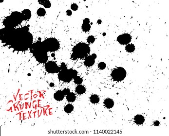 Handdrawn grunge texture. Abstract ink drops background. Black and white grunge illustration. Vector watercolor artwork pattern.