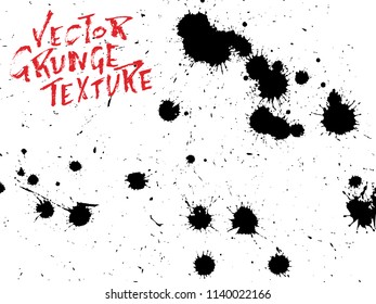 Handdrawn grunge texture. Abstract ink drops background. Black and white grunge illustration. Vector watercolor artwork pattern.