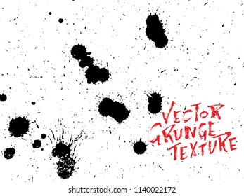 Handdrawn grunge texture. Abstract ink drops background. Black and white grunge illustration. Vector watercolor artwork pattern.